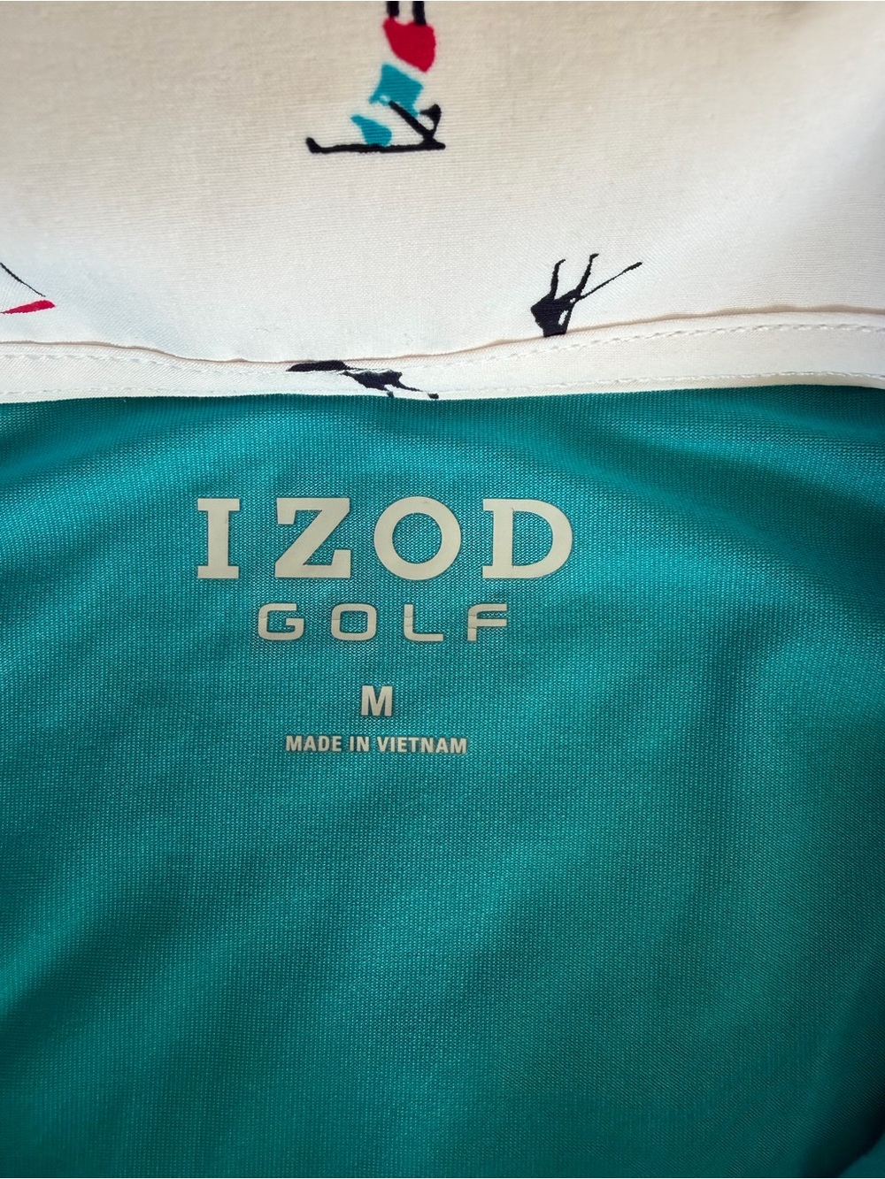 IZOD Teal Sleeveless Polo with Golf Themed Collar - Picture 2 of 7